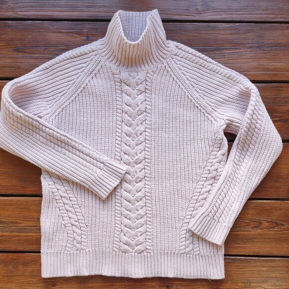 Lululemon Bring the Cozy Pink Chunky Cable Knit Sweater High Neck Boho Size 6 - Picture 5 of 10